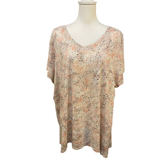 Pure Jill 100% Pima Cotton White Orange Gray Size 3X - Picture 1 of 8